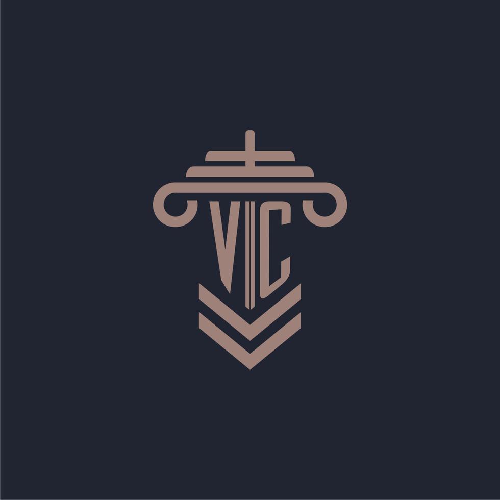 vc första monogram logotyp med pelare design för lag fast vektor bild