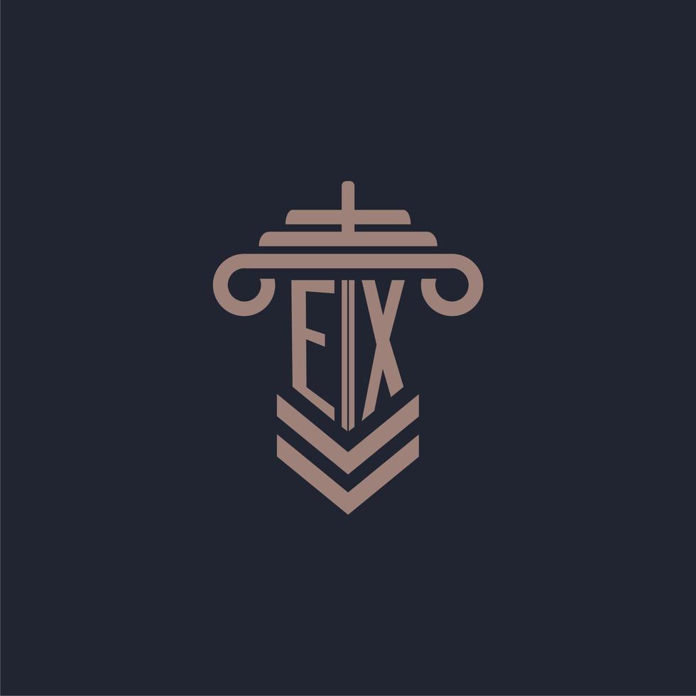 Ex-Anfangsmonogramm-Logo mit Säulendesign für Anwaltskanzlei-Vektorbild vektor