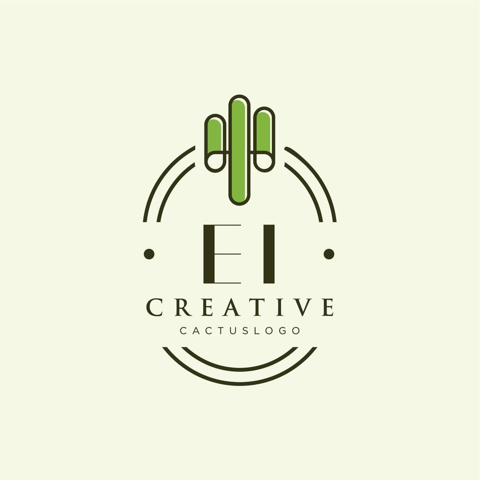 ei första brev grön kaktus logotyp vektor
