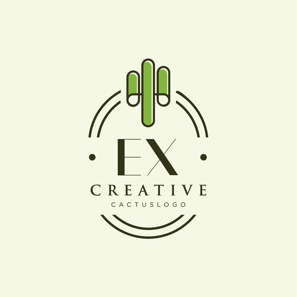 ex första brev grön kaktus logotyp vektor