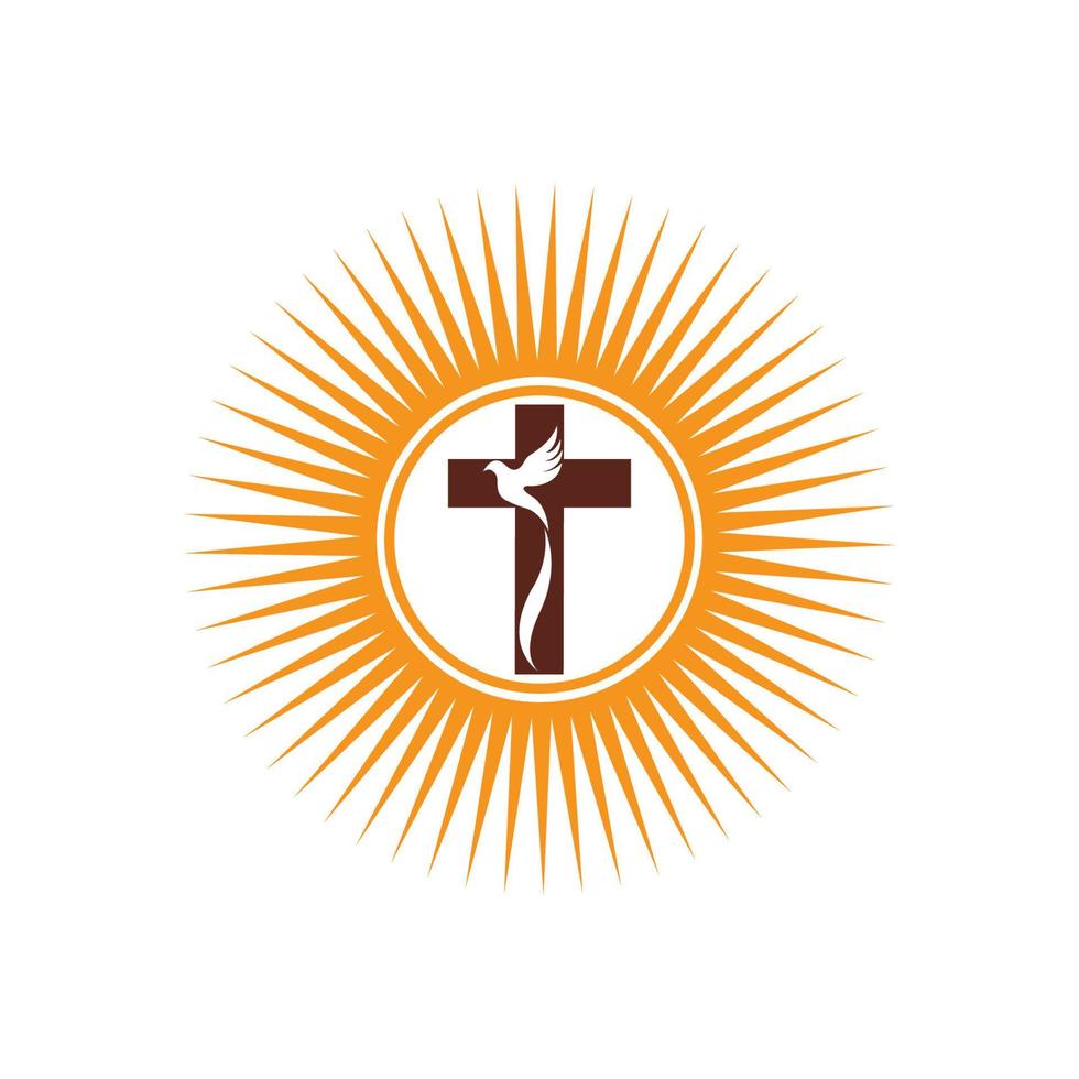 kirche christliche linie kunst logo design, christliche symbole. vektor