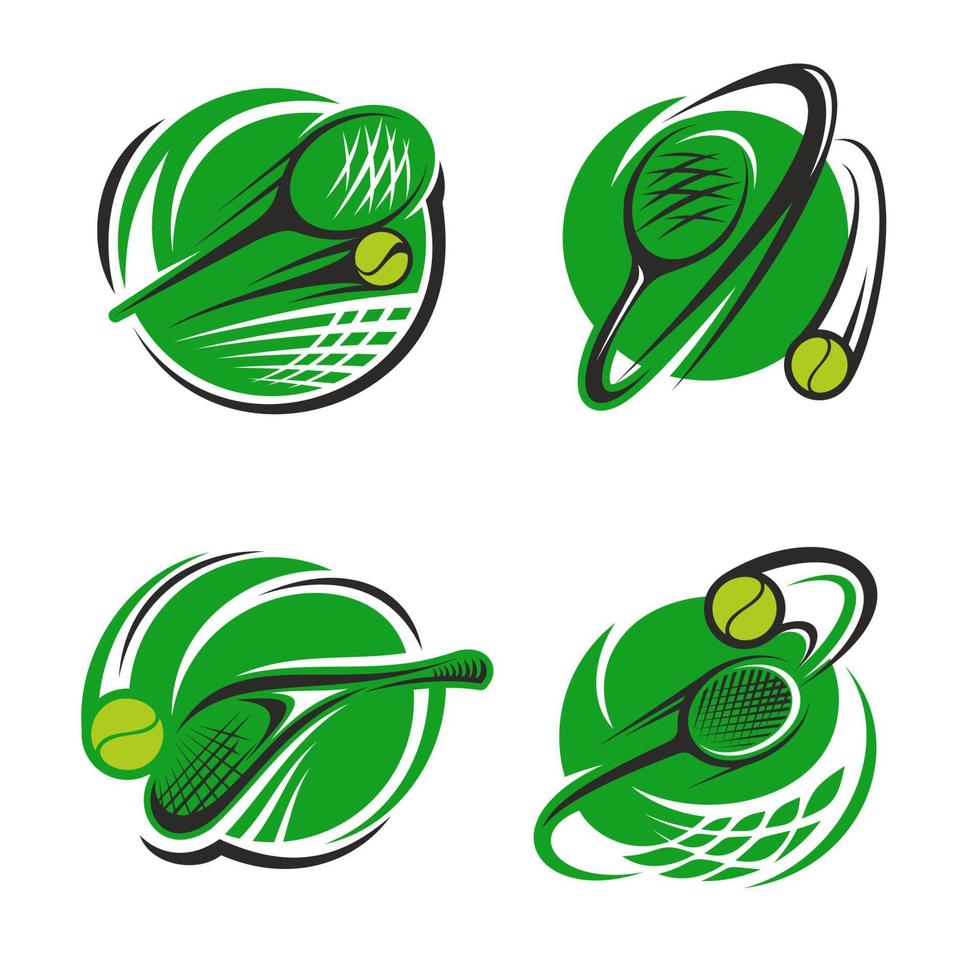 tennis sport club ball und schläger vektorsymbole vektor