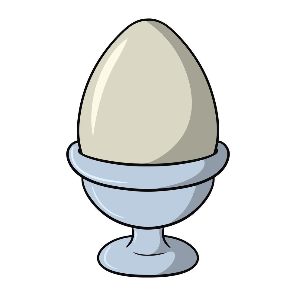 kokt kyckling ägg på en silver- stå, vektor illustration i tecknad serie stil på en vit bakgrund