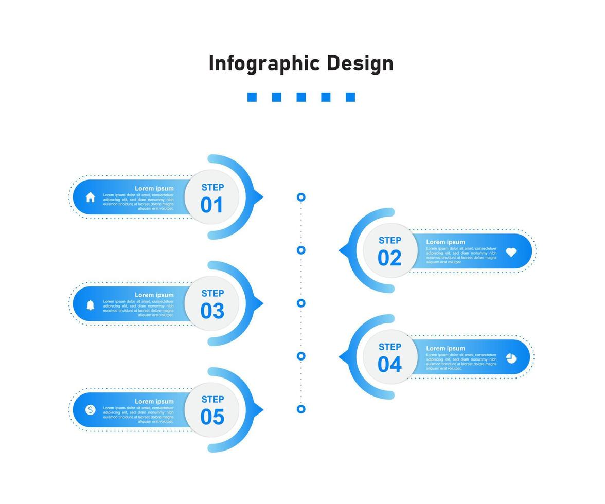 fem steg abstrakt företag infographic mall vektor