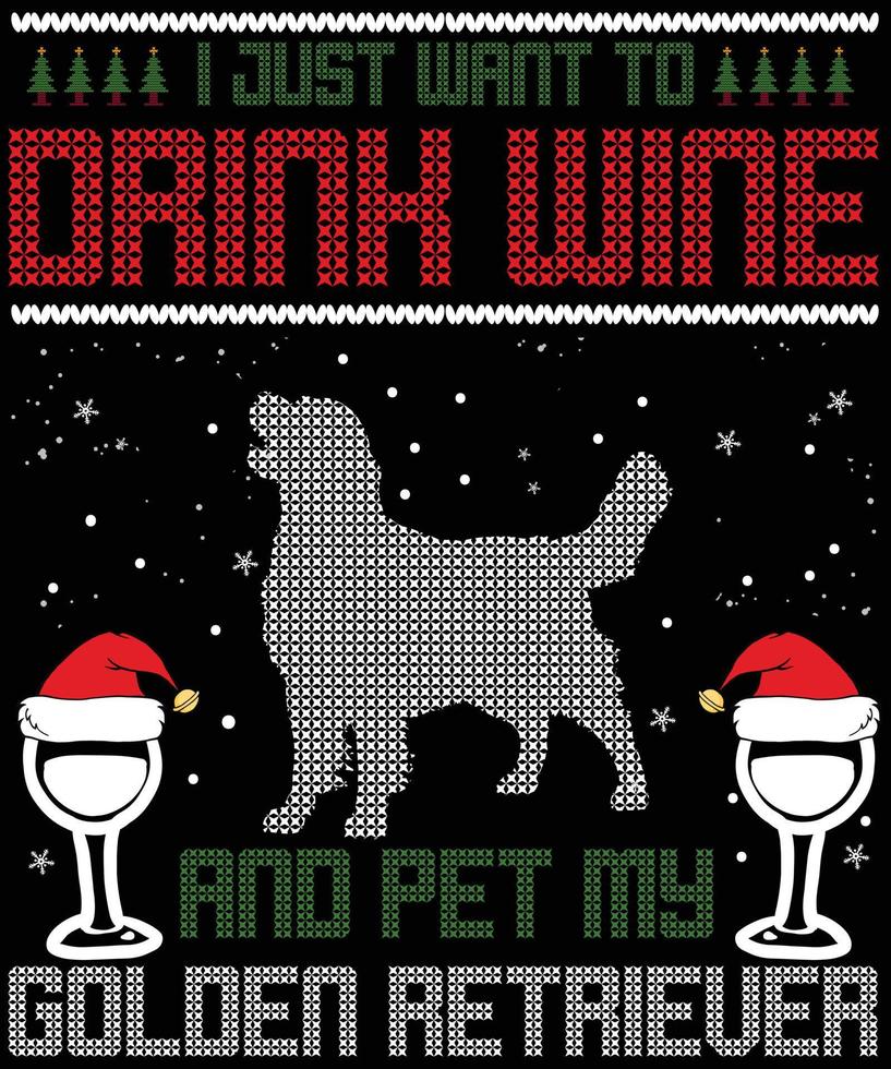 ich möchte nur wein trinken und meinen beagle streicheln typografie-vektor-t-shirt-designs für die weihnachtsferien in den usa finden am 25. dezember statt. vektor
