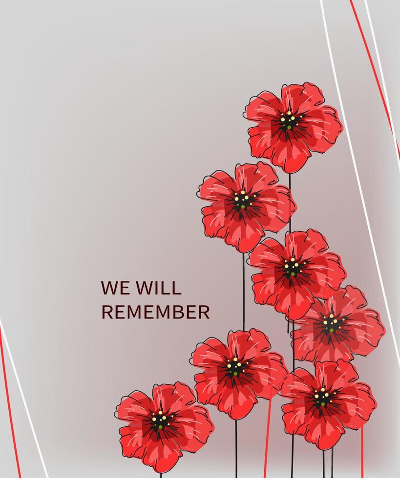 vektor klotter illustration av en ljus röd vallmo blomma. minne dag, minnesmärke dag, anzac dag.