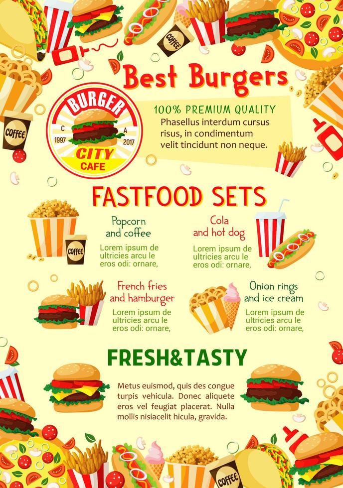 Vektor-Fast-Food-Restaurant-Menü-Poster vektor