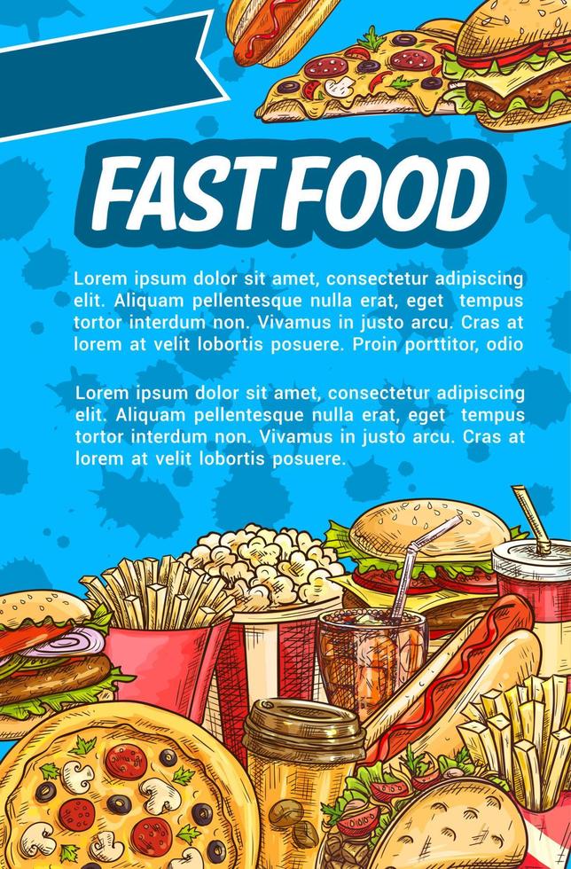 Fast-Food-Poster für die Gestaltung von Restaurantmenüs vektor