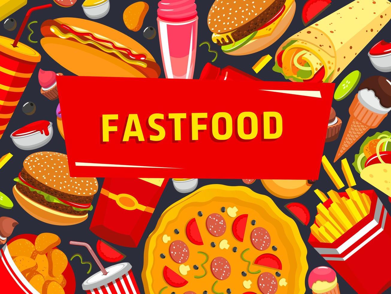 Vektor-Fast-Food-Burger-Pizza-Poster vektor