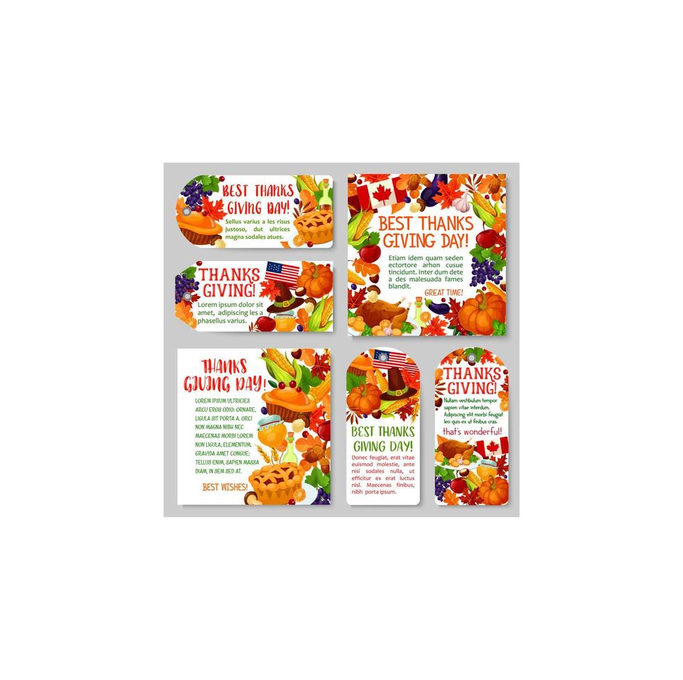 Thanksgiving Day Holiday Tag und Label Set Design vektor