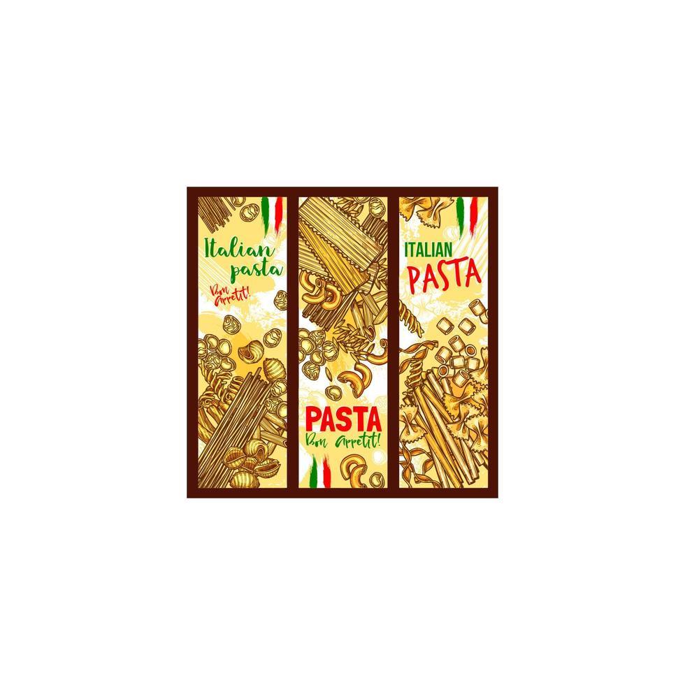 pasta och italiensk makaroner vektor banderoller