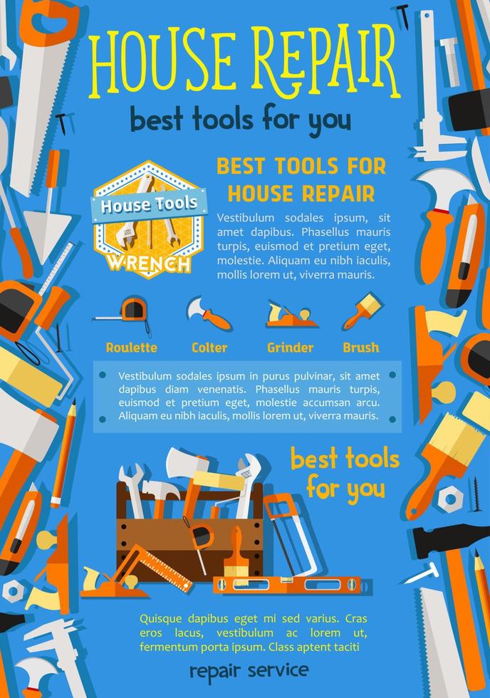 vektor arbete verktyg för hus reparera affisch