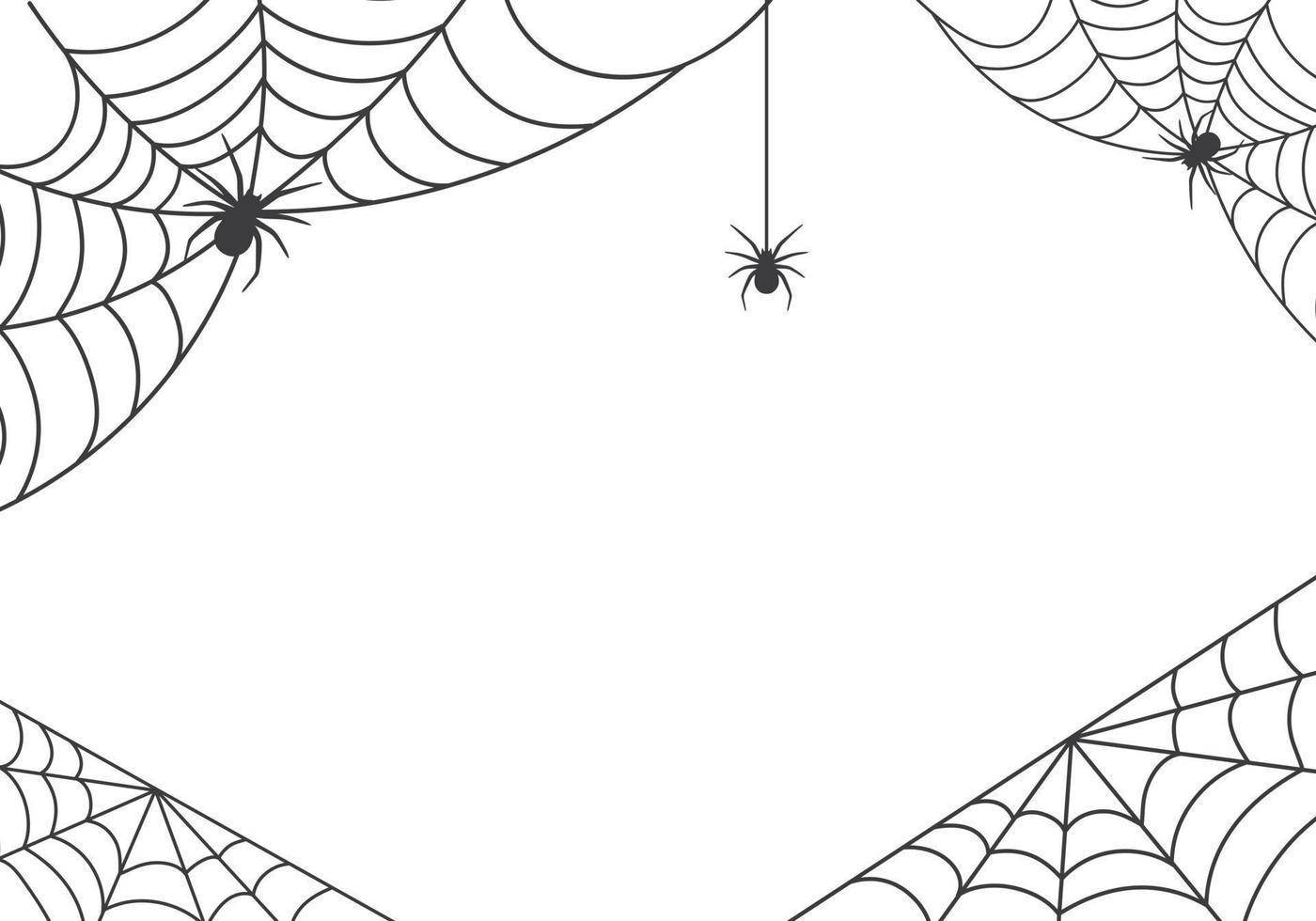 spindlar och spindelnät bakgrund, skrämmande halloween symbol isolerat på vit bakgrund vektor