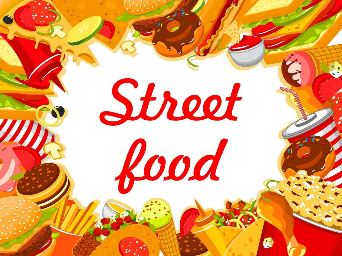 Vektor-Street-Food-Fastfood-Snacks-Poster-Menü vektor