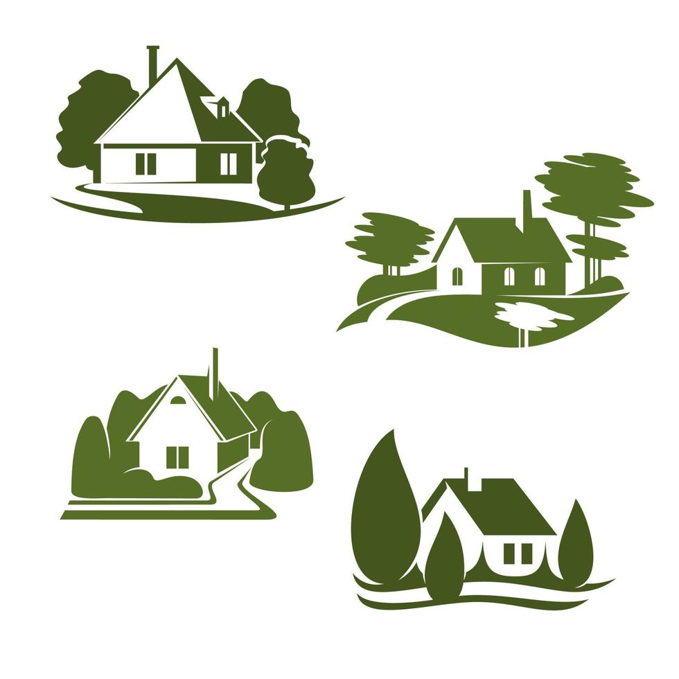 eco grön hus ikon av ekologi verklig egendom design vektor