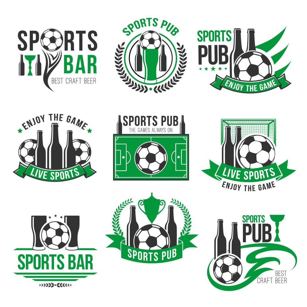 vektor fotboll sport bar fotboll öl pub ikoner