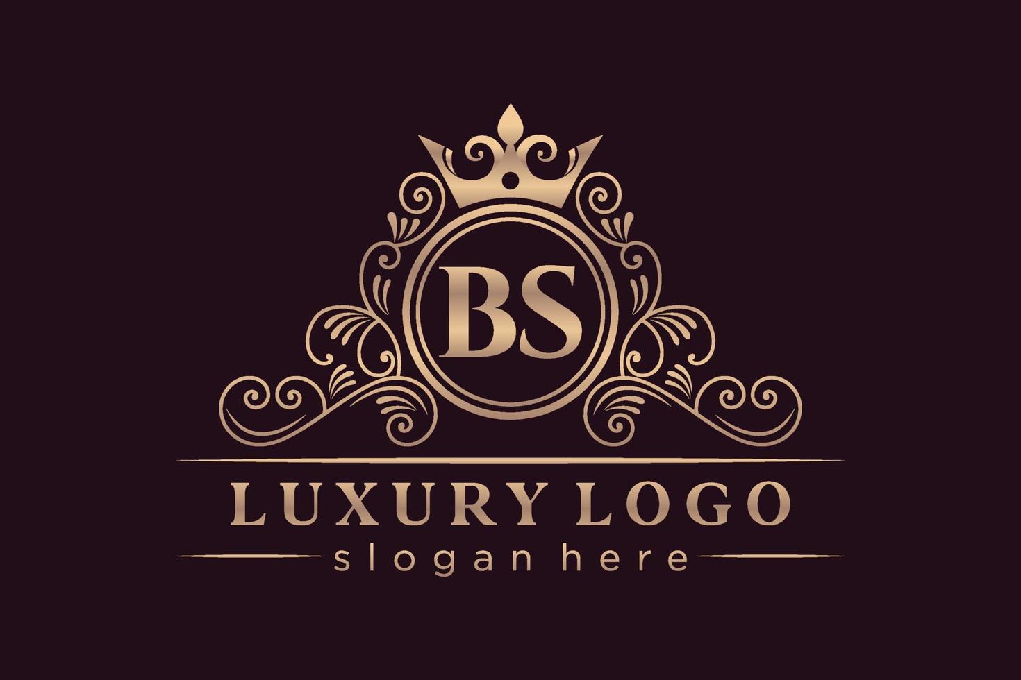 bs anfangsbuchstabe gold kalligrafisch feminin floral handgezeichnet heraldisch monogramm antik vintage stil luxus logo design premium vektor