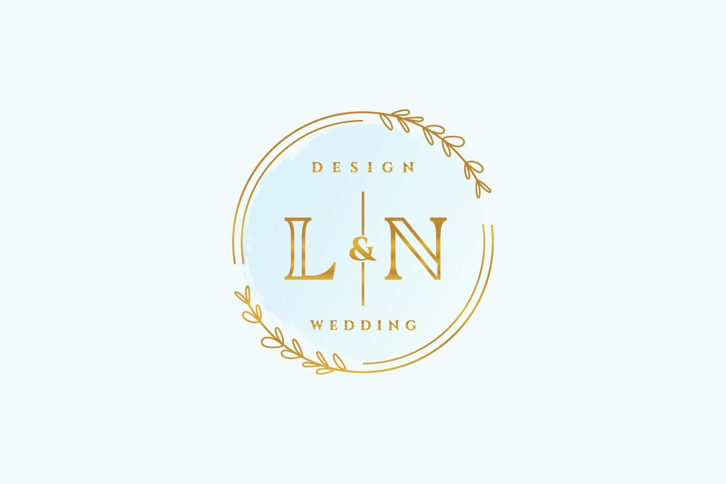 anfängliches ln-Schönheitsmonogramm und elegantes Logo-Design Handschrift-Logo der Erstunterschrift, Hochzeit, Mode, Blumen und Pflanzen mit kreativer Vorlage. vektor