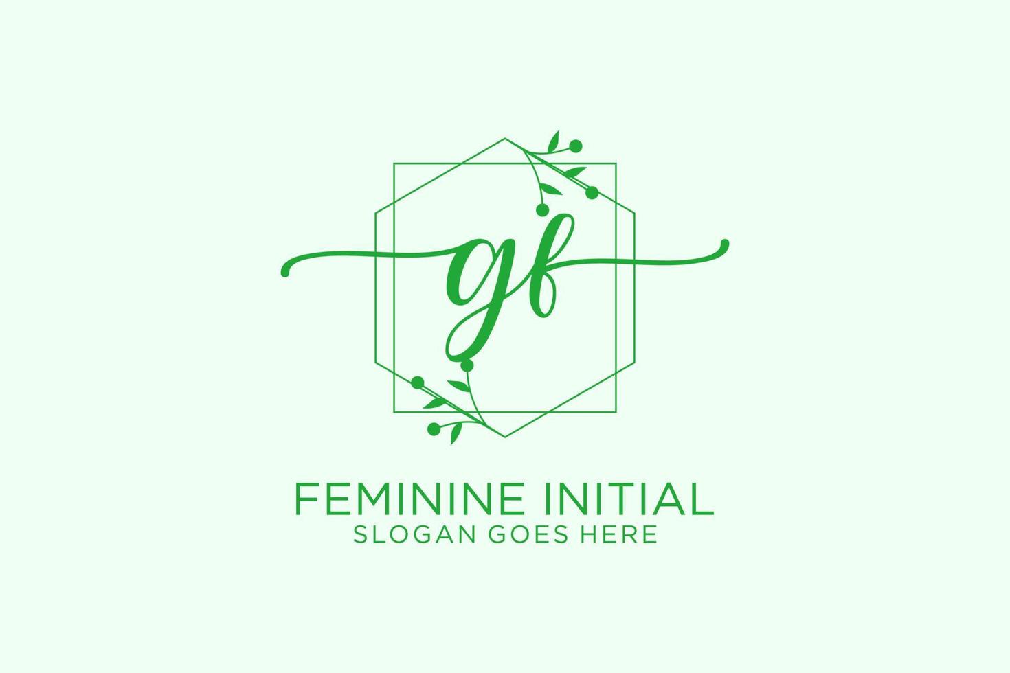 första gf skönhet monogram och elegant logotyp design handstil logotyp av första signatur, bröllop, mode, blommig och botanisk med kreativ mall. vektor