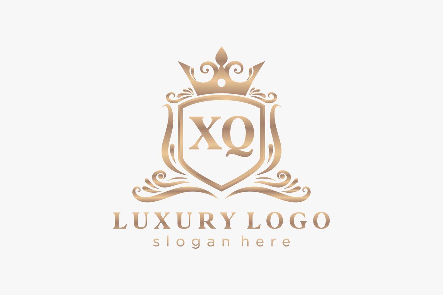 Royal Luxury Logo-Vorlage mit anfänglichem xq-Buchstaben in Vektorgrafiken für Restaurant, Lizenzgebühren, Boutique, Café, Hotel, Heraldik, Schmuck, Mode und andere Vektorillustrationen. vektor