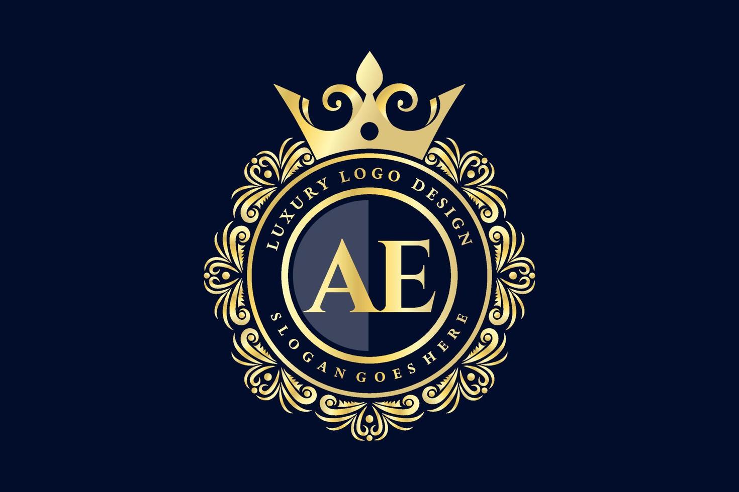 ae första brev guld calligraphic feminin blommig hand dragen heraldisk monogram antik årgång stil lyx logotyp design premie vektor