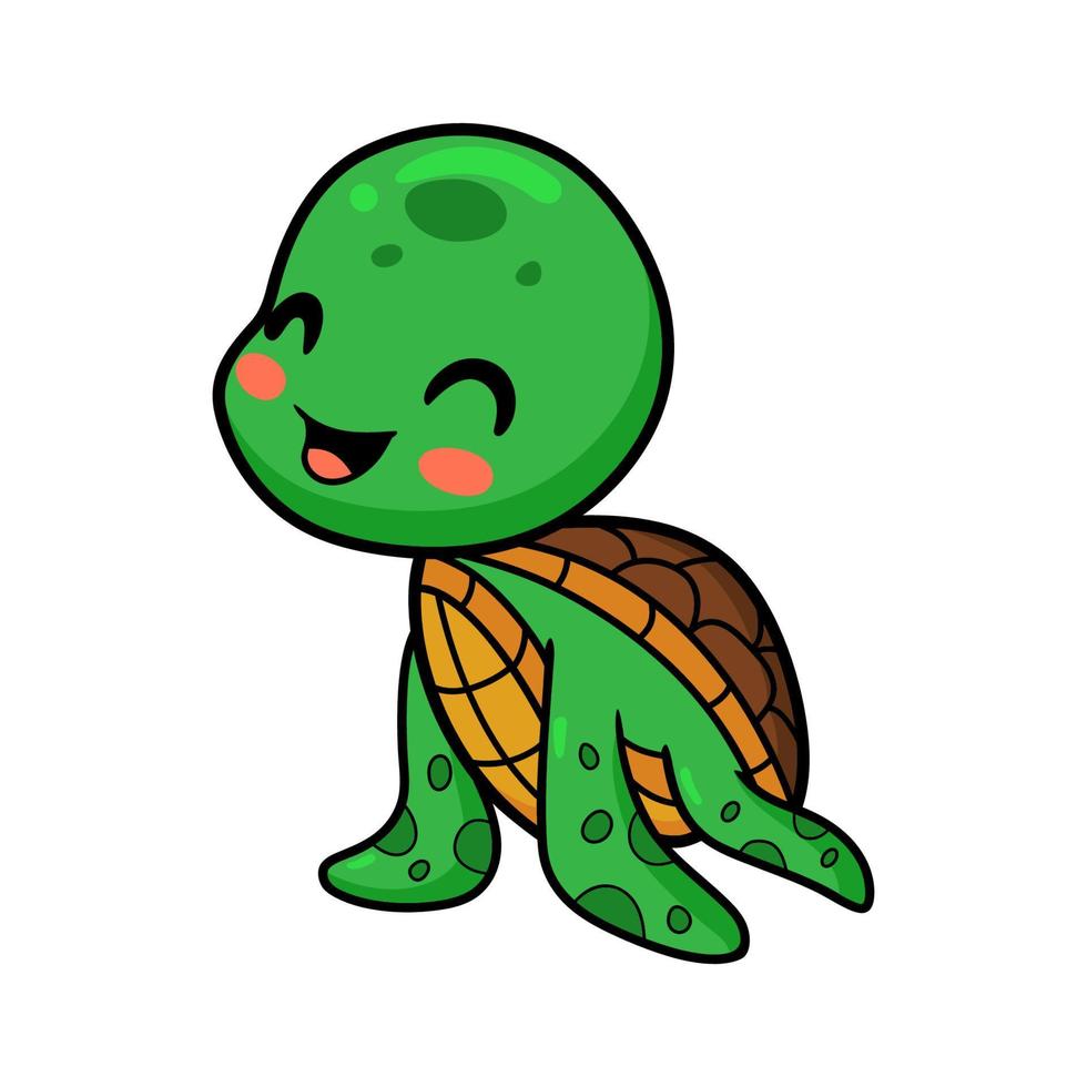 söt liten sköldpadda tecknad serie Sammanträde vektor