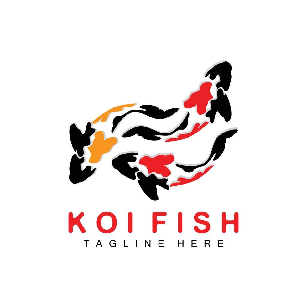 Koi-Fisch-Logo-Design, chinesischer Glücks- und Triumph-Zierfischvektor, Firmenmarke Goldfisch-Symbol vektor