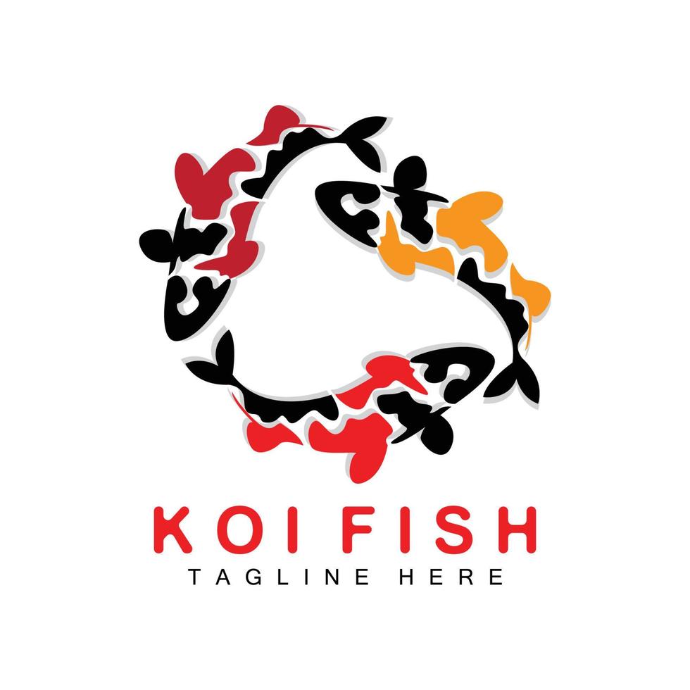 koi fisk logotyp design, kinesisk tur- och triumf dekorativ fisk vektor, företag varumärke guld fisk ikon vektor