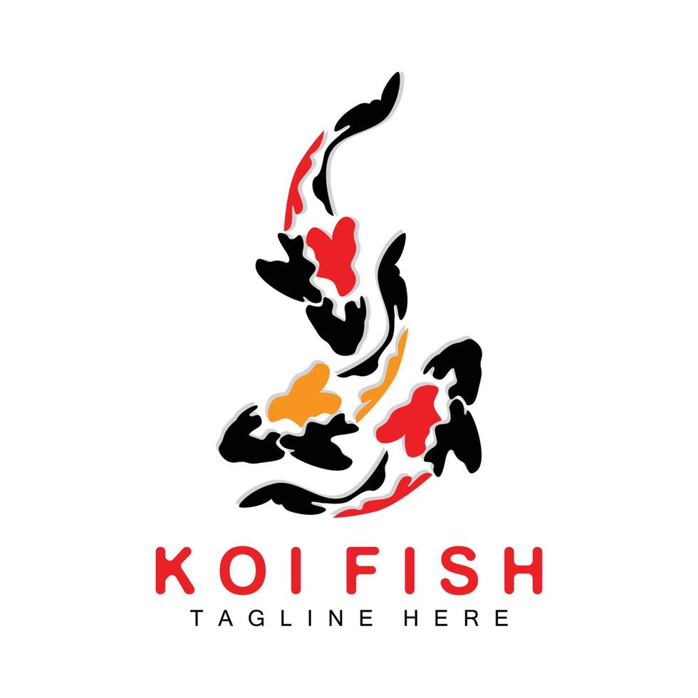 Koi-Fisch-Logo-Design, chinesischer Glücks- und Triumph-Zierfischvektor, Firmenmarke Goldfisch-Symbol vektor