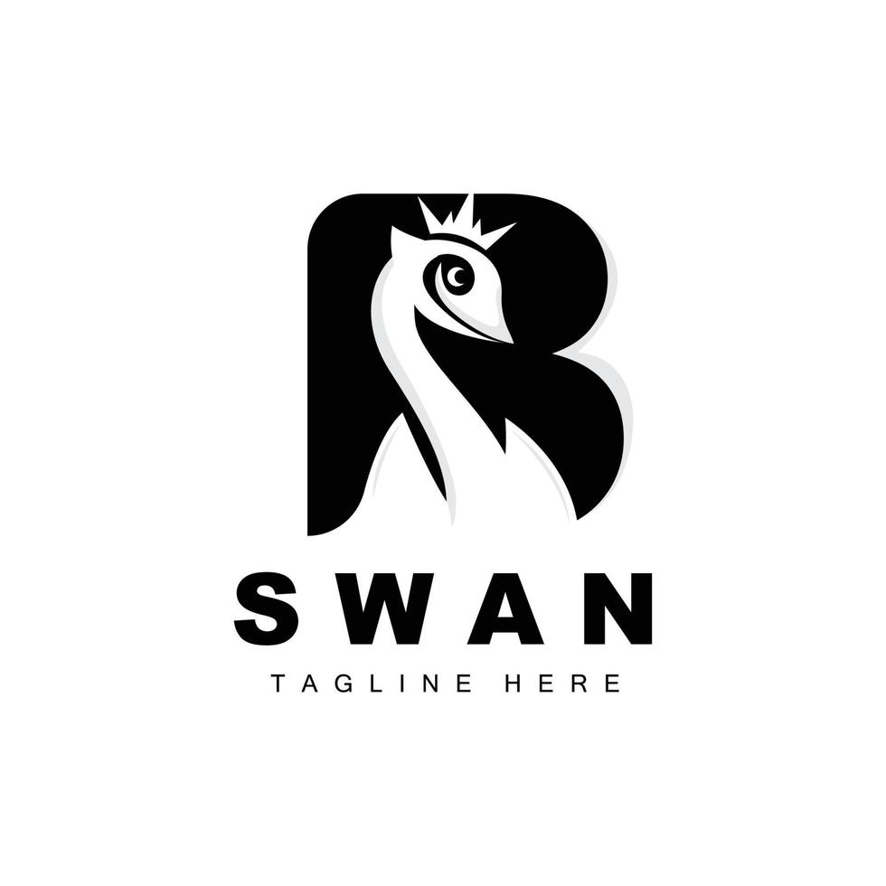 svan logotyp design, Anka djur- illustration, företag varumärke mall vektor