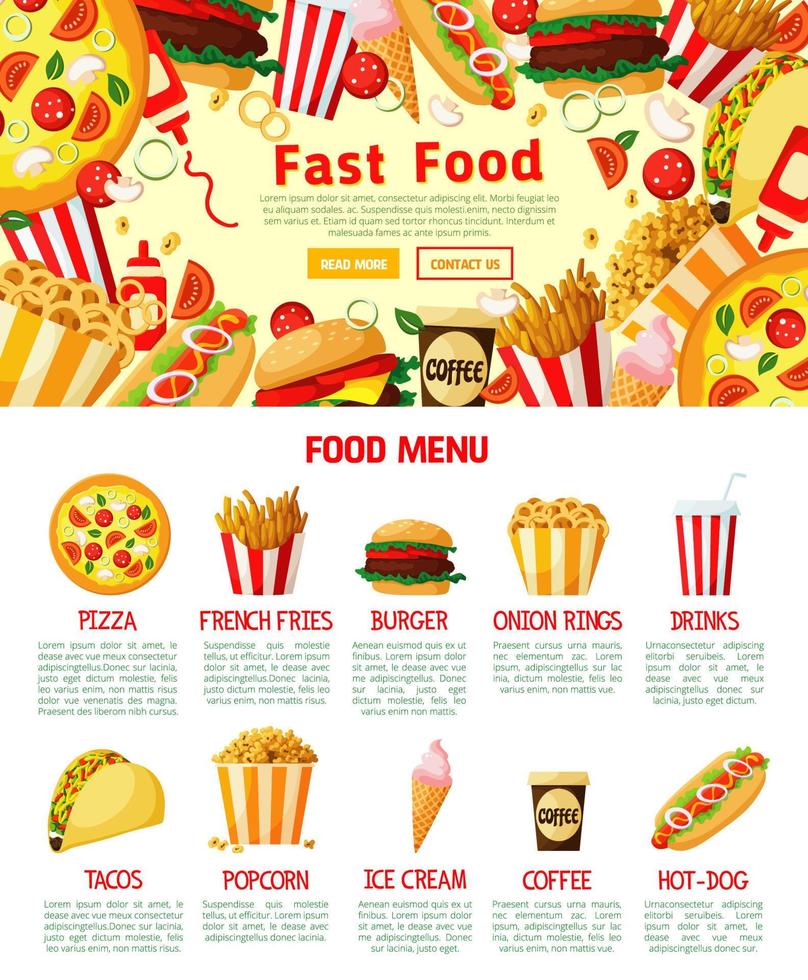 Vektor-Fast-Food-Burger und Sandwich-Poster vektor