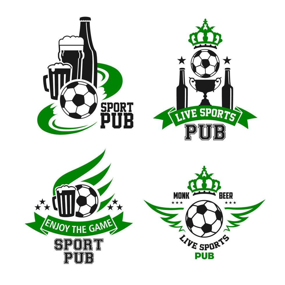 fotboll boll och öl ikon för sport bar design vektor
