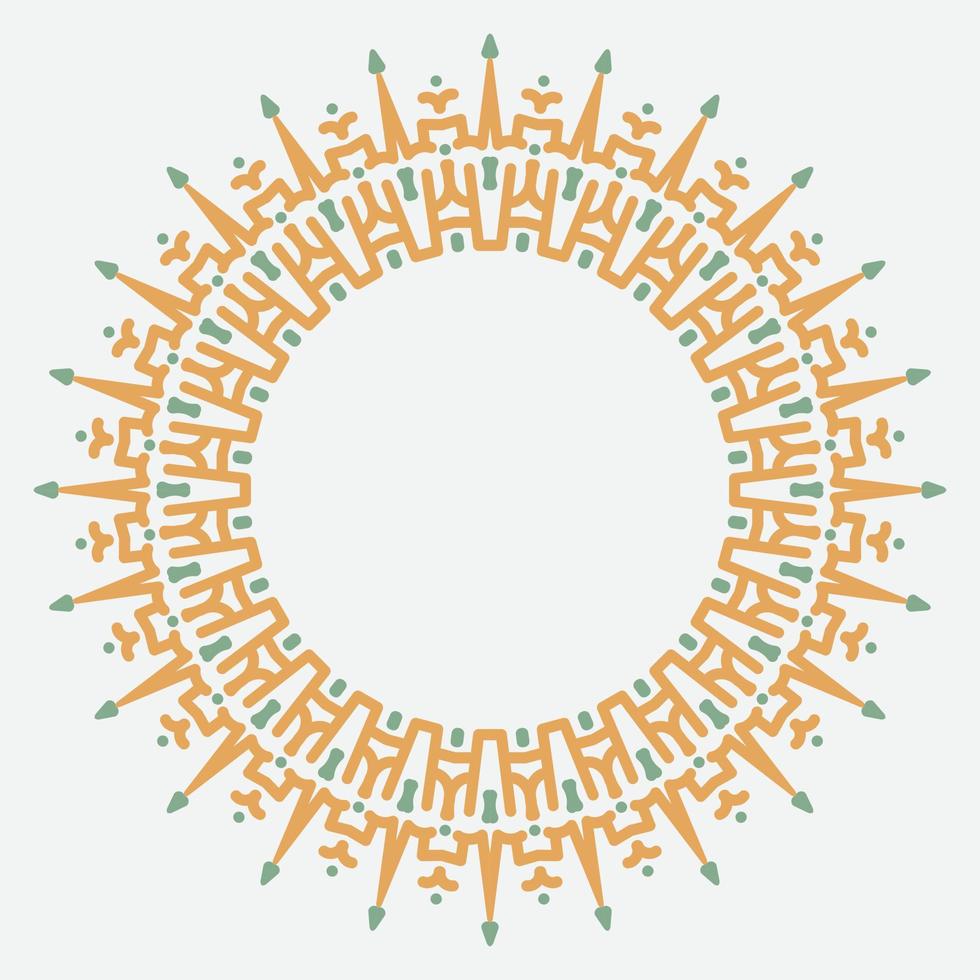 dekorativer runder Rahmen für Design mit floralem arabischem Ornament. Kreisrahmen. Vorlage für Karten, Einladungen, Bücher, für Textilien, Gravuren, Holzmöbel, Schmiedearbeiten usw vektor