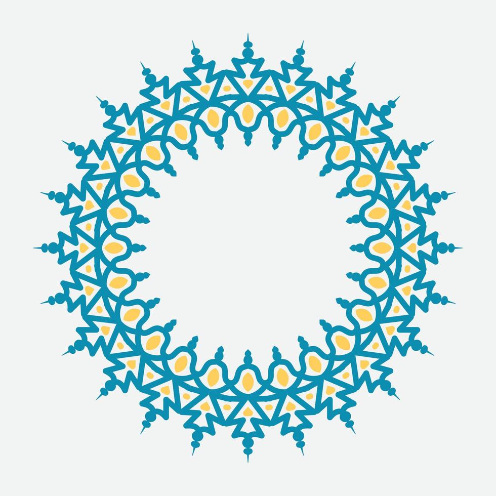 dekorativ runda ram för design med blommig arabicum prydnad. cirkel ram. mall för kort, inbjudningar, böcker, för textilier, gravyr, trä- möbel, smide, etc vektor