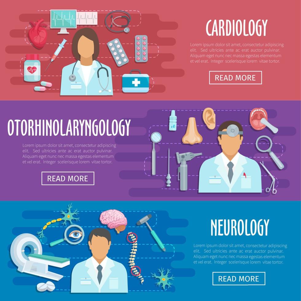 Neurologie Kardiologie Arzt Vektor medizinische Banner