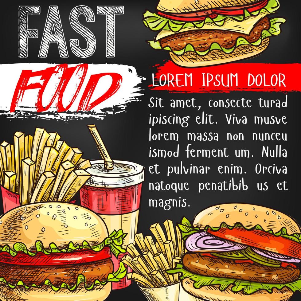 Fast-Food-Vektorplakat für Fastfood-Restaurant vektor