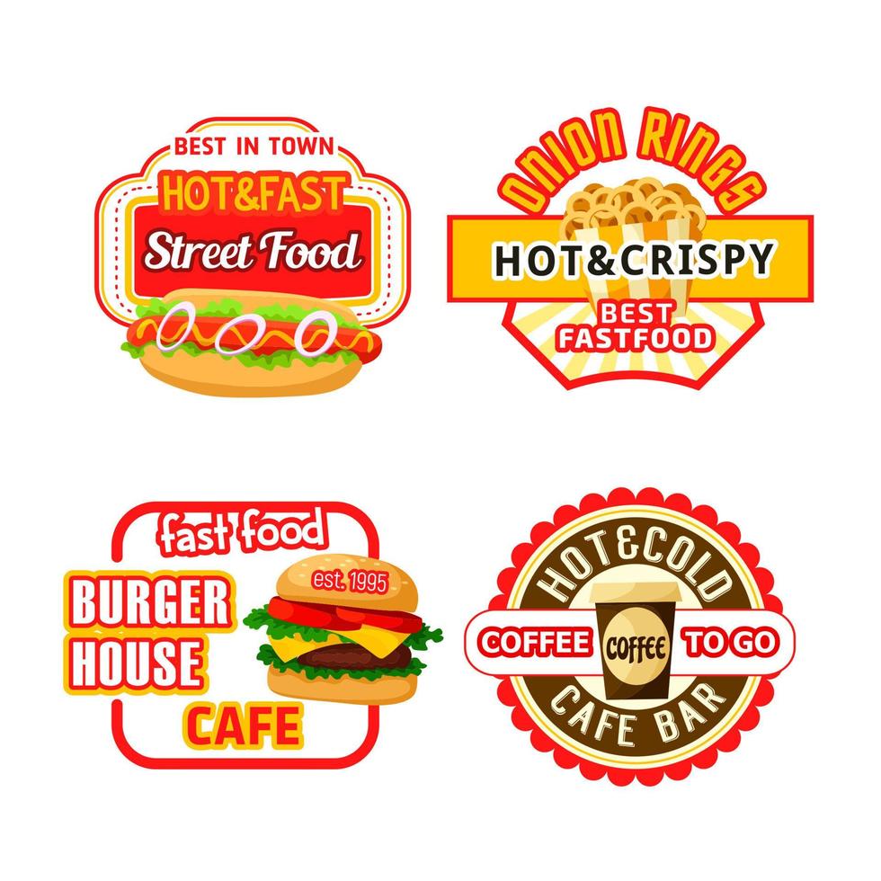 Symbole für Fast-Food-Restaurants und Cafés vektor