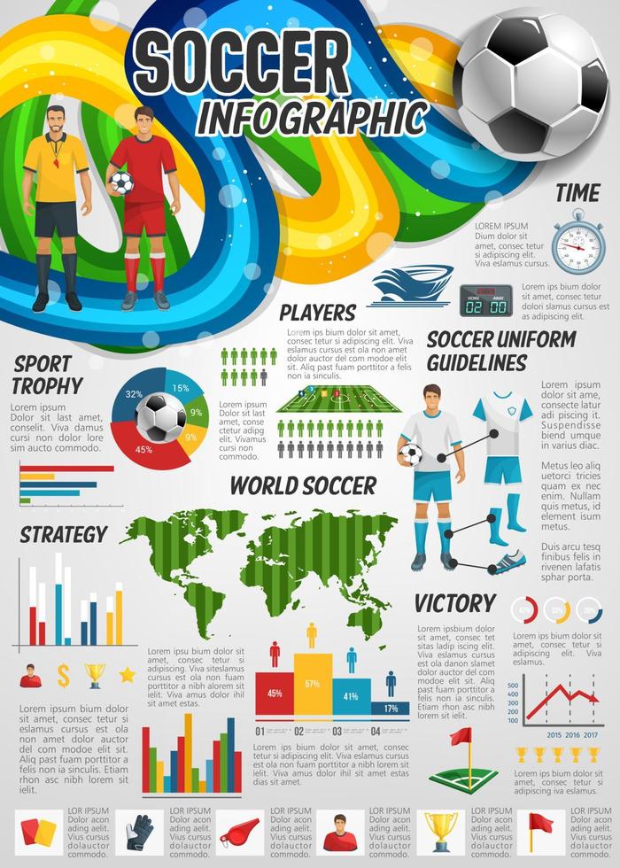 fotboll sport infographic med fotboll infochart vektor