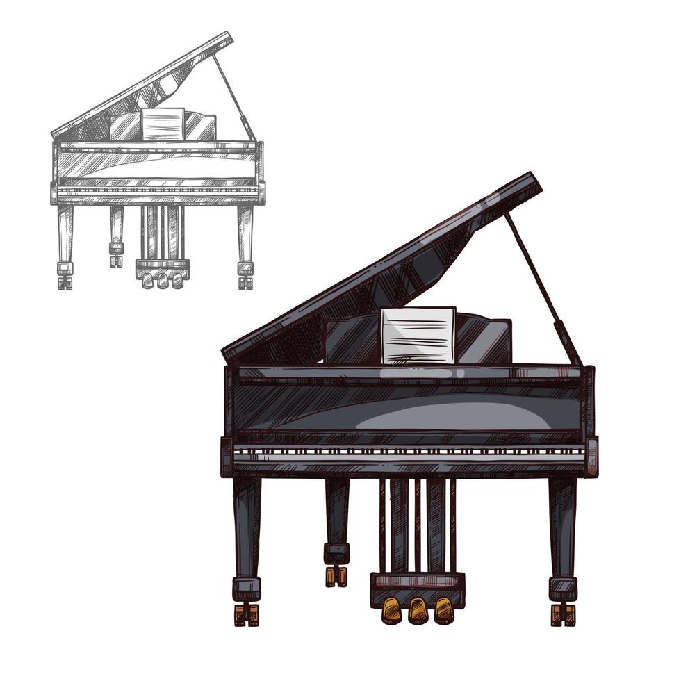 vektor skiss piano musik instrument