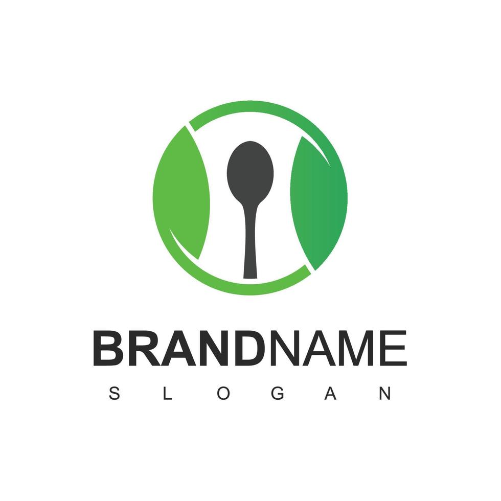 Logo-Designvorlage für vegane Lebensmittel, gesundes Lebensmittelkonzept für Restaurant und Lebensmittel vektor