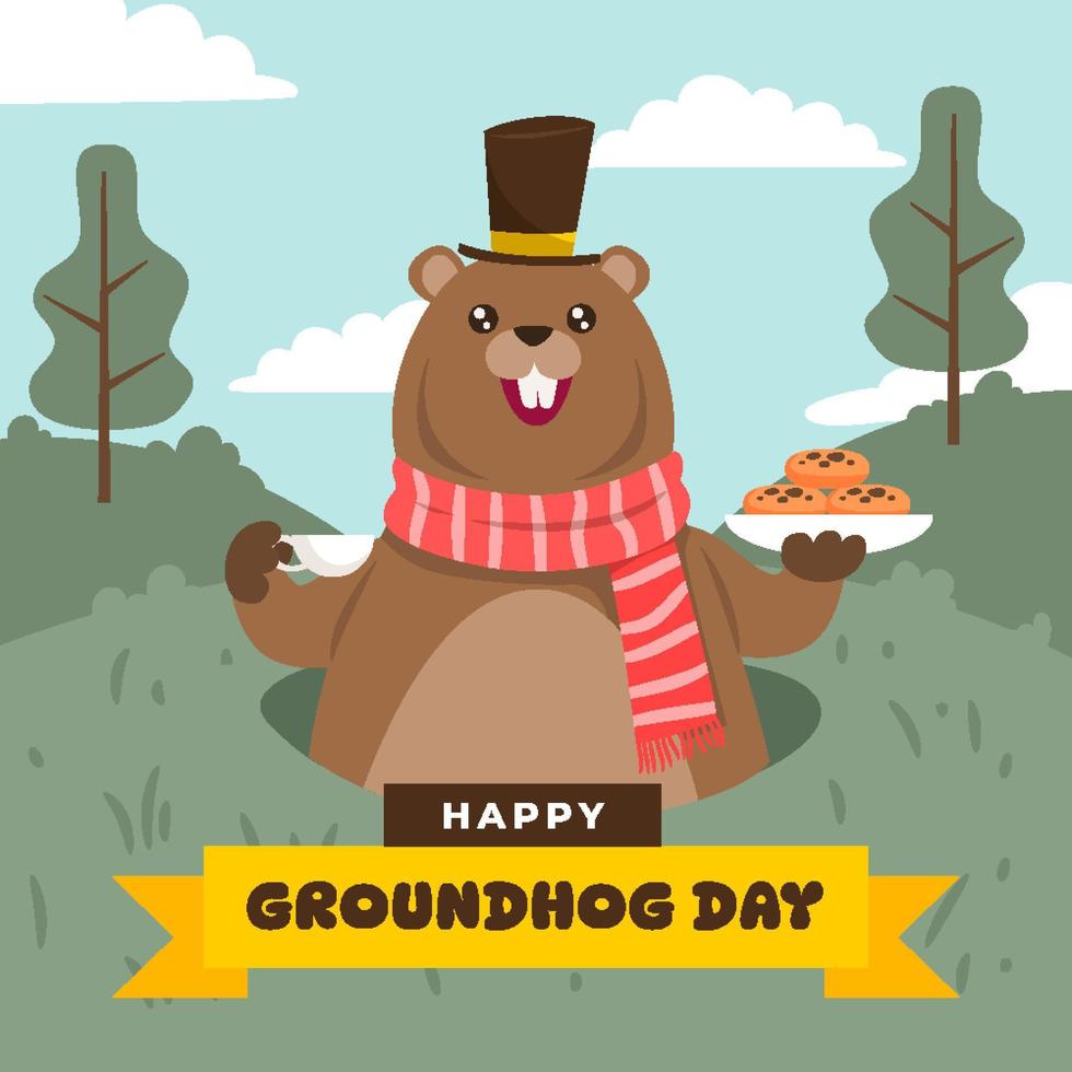 Lycklig groundhog dag begrepp vektor