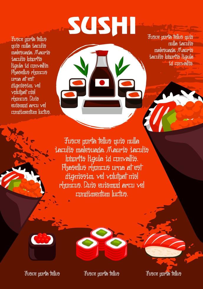 vektor affisch för japansk sushi restaurang