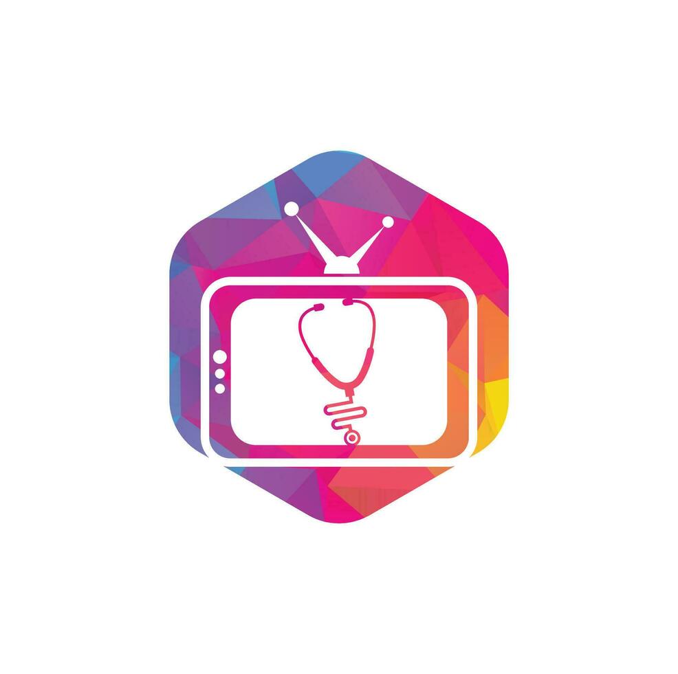 Doctor TV-Logo-Design. Stethoskop-TV-Logo-Symbol-Vorlage. vektor