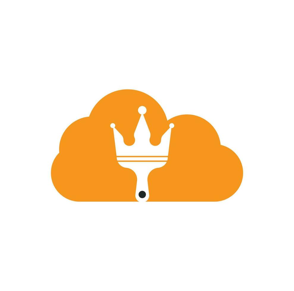 König Farbe und Wolkenform Konzept Vektor-Logo-Design. Krone und Pinselsymbol. vektor
