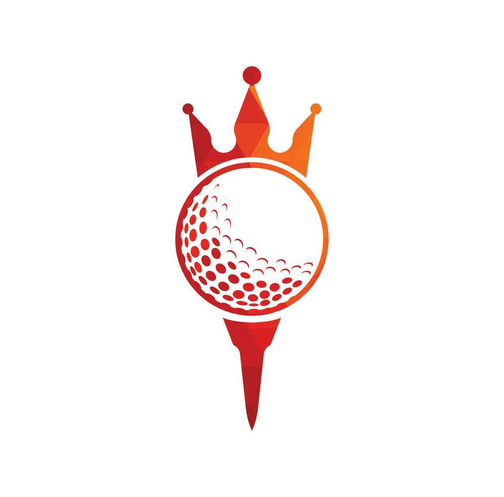 King Golf-Vektor-Logo-Design. Golfball mit Kronenvektorsymbol. vektor