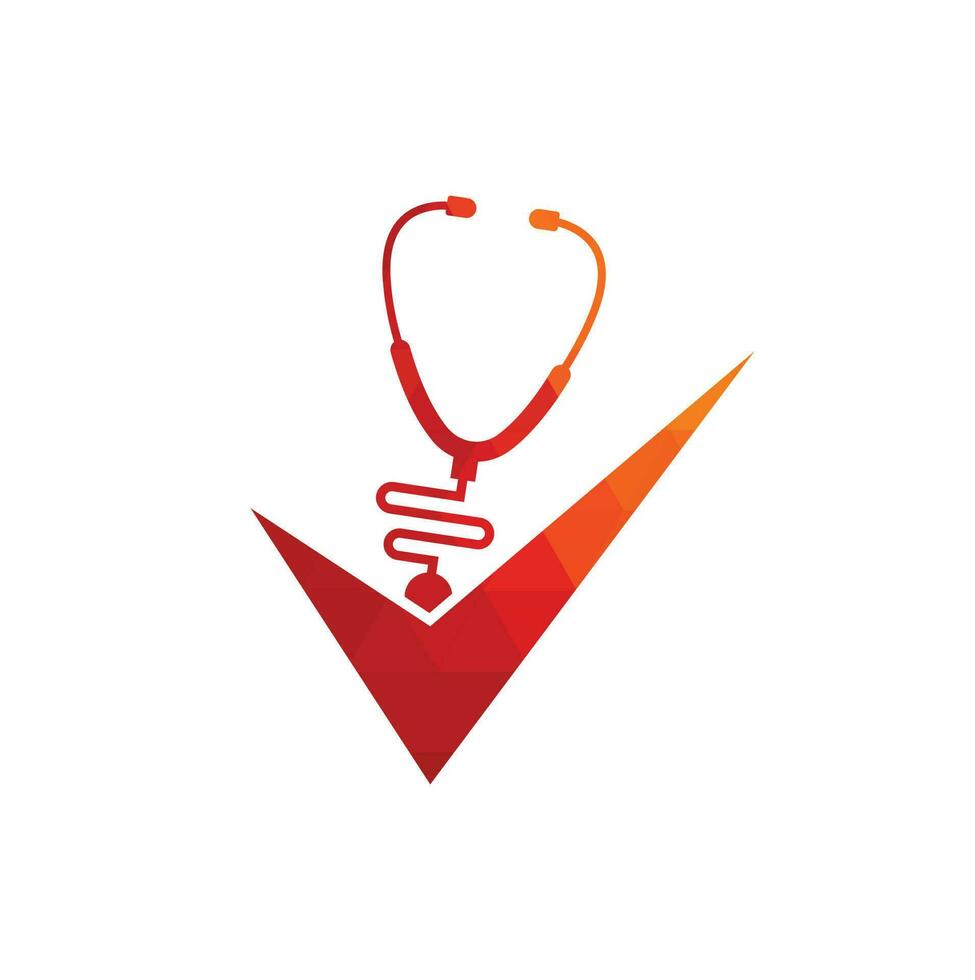 Entwurfsvorlage für das Gesundheitscheck-Logo. Stethoskop-Symbol mit Checklistenform. medizinische Check-up-Logo-Design-Vektor-Vorlage vektor