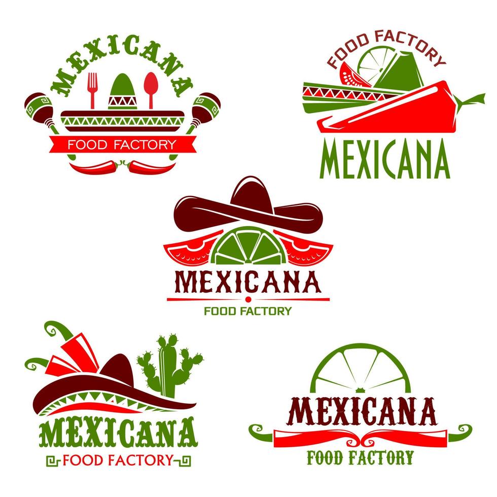 mexikanische Küche Restaurant Vektorsymbole gesetzt vektor