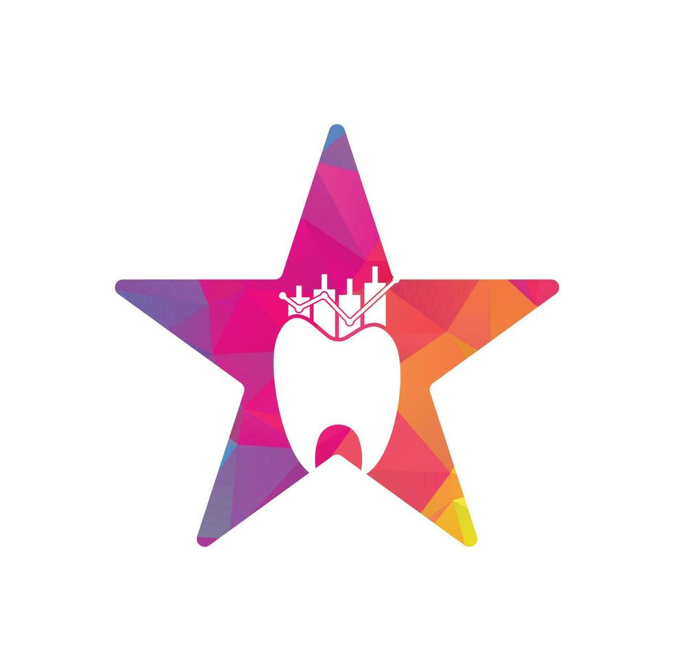 Dental Finance Sternform Konzept Symbol Logo. Entwurfsvorlage für das zahnärztliche Statistik-Vektorlogo. vektor