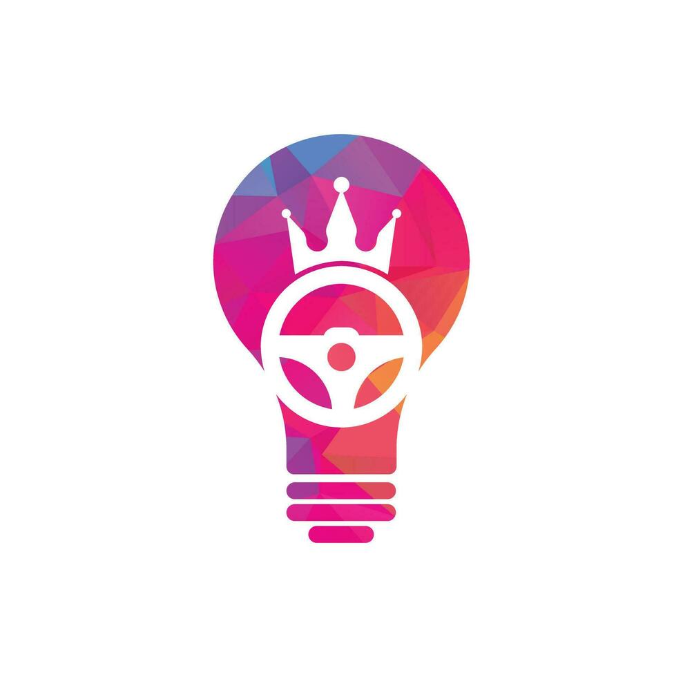 Drive King Bulb Konzept Vektor-Logo-Design. Lenkung und Kronensymbol. vektor