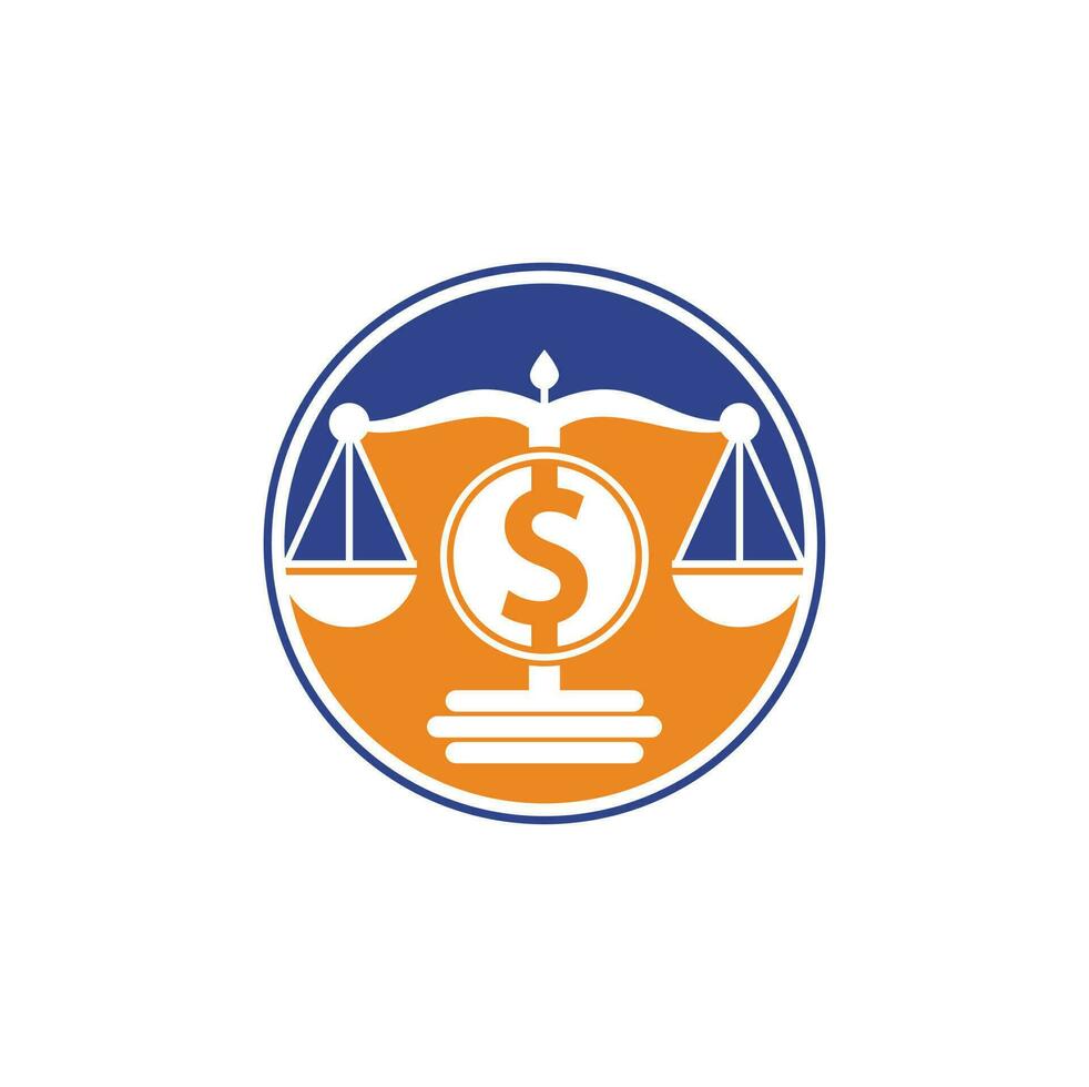 Geldskala-Vektor-Logo-Design. Finanzierungskonzept. Logo-Skala und Dollar-Symbol-Symbol. vektor